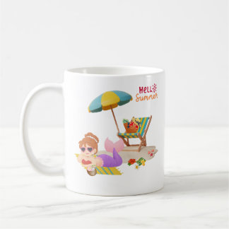 Mermaid lounging on a beach towel Coffee Mug