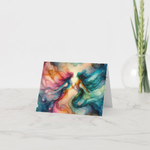 MERMAID LOVERS VIBRANT ALCOHOL INK  CARD