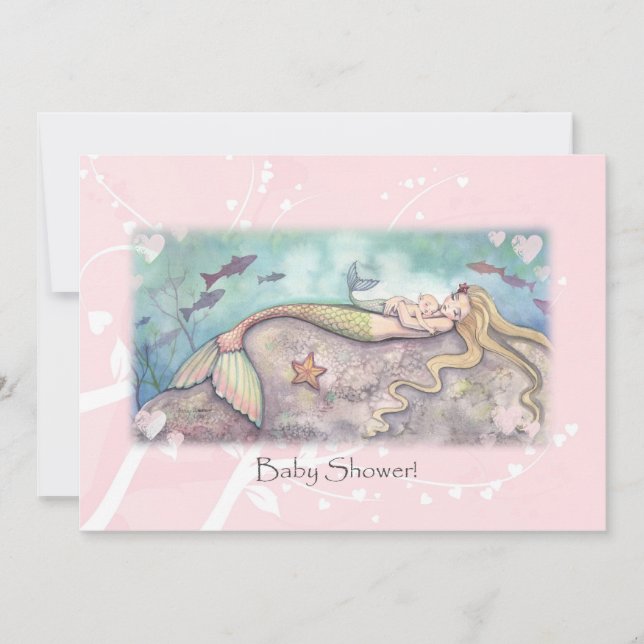 Mermaid Lullaby Baby Shower Invitations (Front)