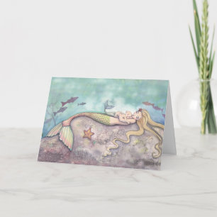 Mermaid Lullaby Mother and Baby Mermaids Thank You Card