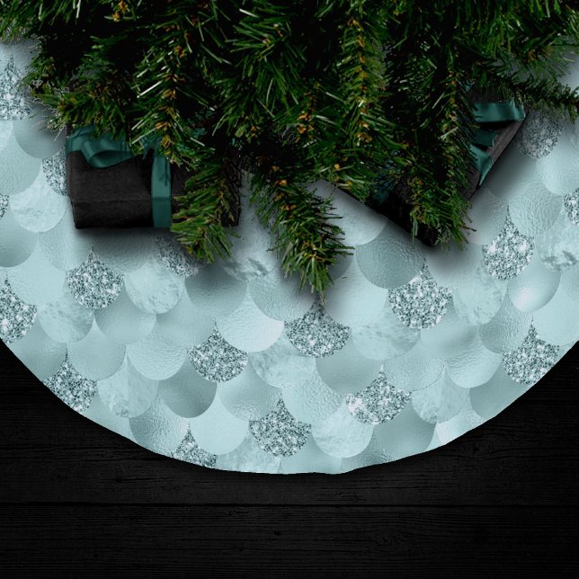 Mermaid Luxe Scale | Seafoam Mint Green Aqua Sheen Brushed Polyester Tree Skirt (Creator Uploaded)
