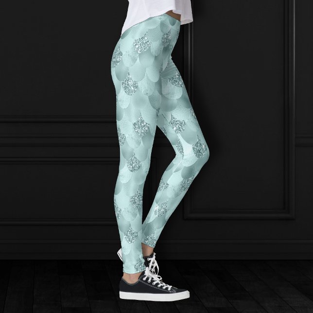 Mermaid Luxe Scale | Seafoam Mint Green Aqua Sheen Leggings (Creator Uploaded)