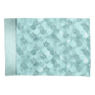 Mermaid Luxe Scale   Seafoam Mint Green Aqua Sheen Pillowcase