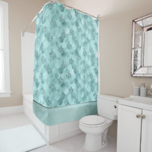 Mermaid Luxe Scale   Seafoam Mint Green Aqua Sheen Shower Curtain