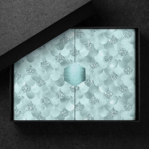 Mermaid Luxe Scale   Seafoam Mint Green Aqua Sheen Tissue Paper