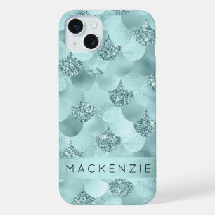 Mermaid Luxe Scale   Seafoam Mint Green Custom iPhone 15 Plus Case