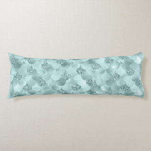 Mermaid Luxe Scales   Aqua Teal Seafoam Mint Green Body Cushion