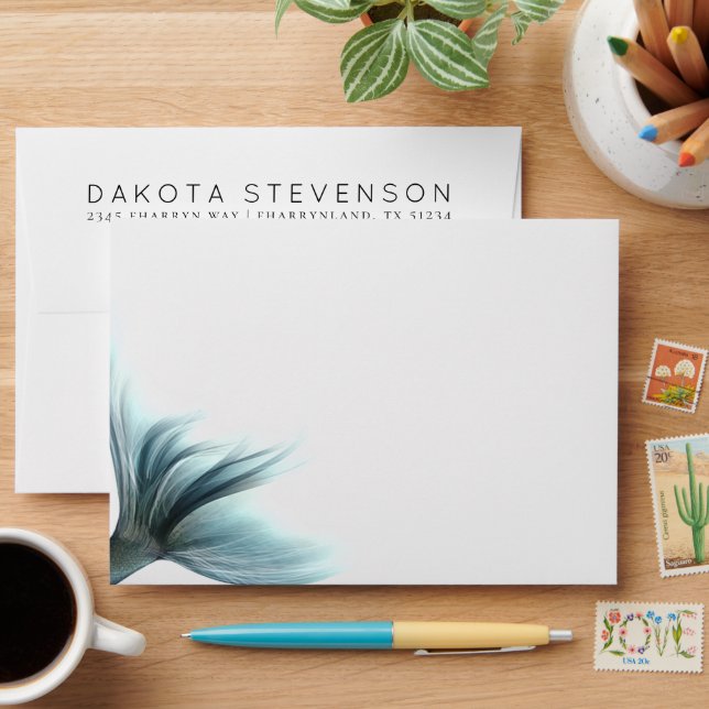 Mermaid Luxe Tail | Seafoam Mint Green Address Envelope (Desk)