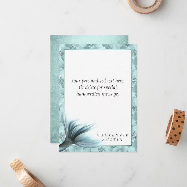 Mermaid Luxe Tail | Seafoam Mint Green Aqua Custom Card (Front/Back In Situ)