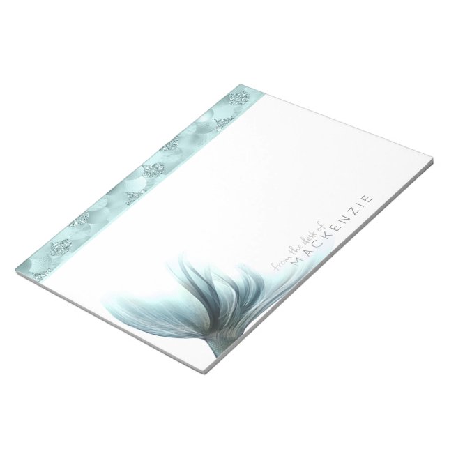 Mermaid Luxe Tail | Seafoam Mint Green Aqua Custom Notepad (Angled)