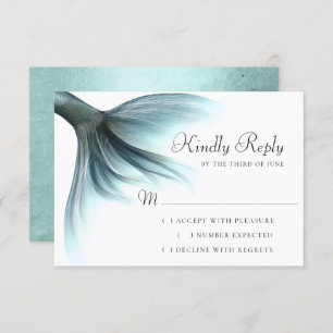 Mermaid Luxe Tail   Seafoam Mint Green Aqua Sheen RSVP Card