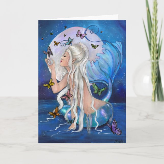 "Mermaid Magic" fantasy blank greeting card (Front)
