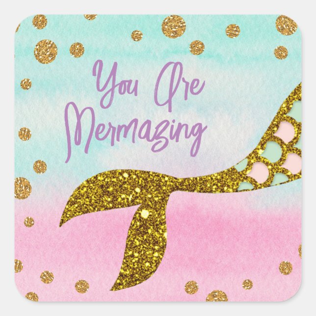 Mermaid Magic Square Sticker (Front)