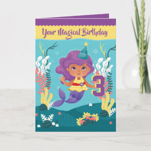 Mermaid Magical 3rd Birthday Card For Girl