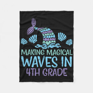 Mermaid Magical Waves 4th Grade Fourth First Day S Fleece Blanket