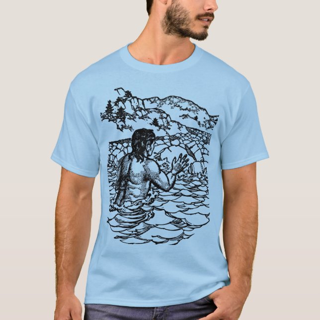 Mermaid Man Merman In water Fantasy fairytale Art T-Shirt (Front)