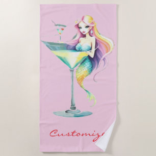 Mermaid Martini Girl Thunder_Cove Beach Towel