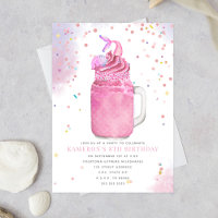 Mermaid Mason Jar Pink Milkshake Girls Birthday