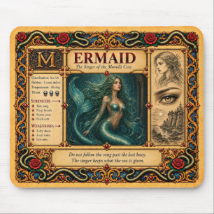 Mermaid, Mediaeval Bestiary Art Mouse Pad