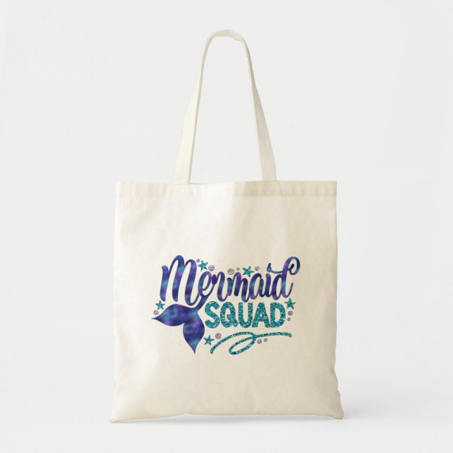 Mermaid - "Mermaid Squad" - Teal All Options Tote Bag (Front)