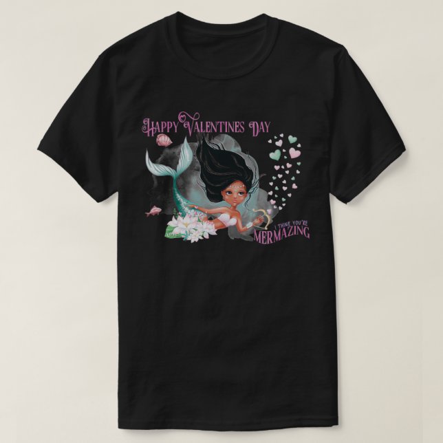 Mermaid Mermaid Valentine Happy Valentines Day I t T-Shirt (Design Front)