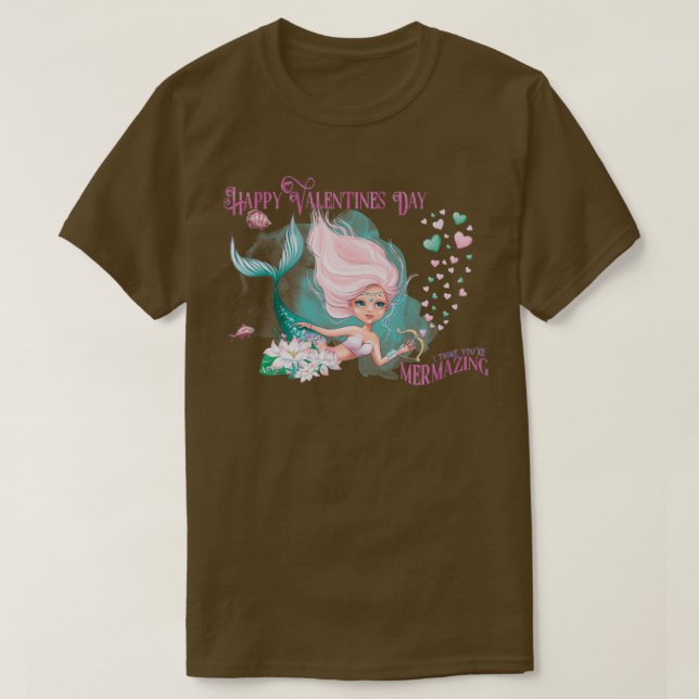 Mermaid Mermaid Valentine Happy Valentines Day I t T-Shirt (Design Front)