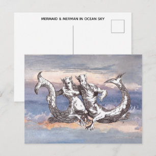 MERMAID & MERMAN IN OCEAN SKY POSTCARD