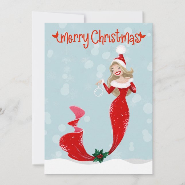 Mermaid Merry Christmas Bubbles Holiday  (Front)