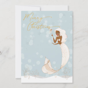 Mermaid Merry Christmas Gold Holiday