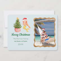 Mermaid Merry Christmas Photo Greeting Card