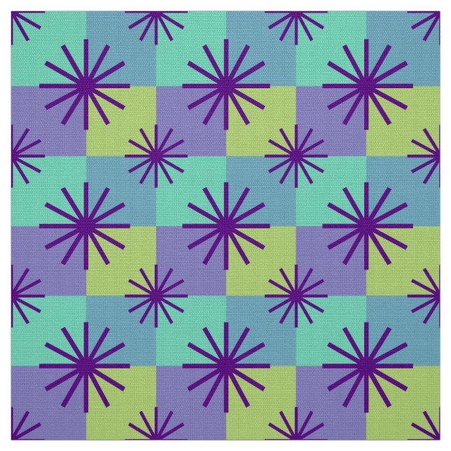 MERMAID - Mid Century Mod on Retro Chequerboard Fabric (Swatch)