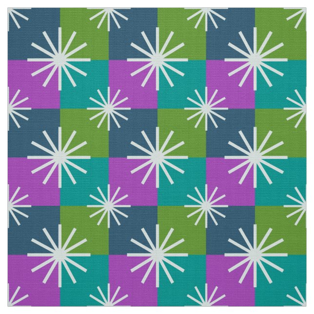 MERMAID - Mid Century Modern on Retro Chequerboard Fabric (Swatch)