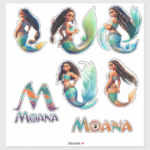 Mermaid Moana Adventures Custom-Cut Vinyl Sticker