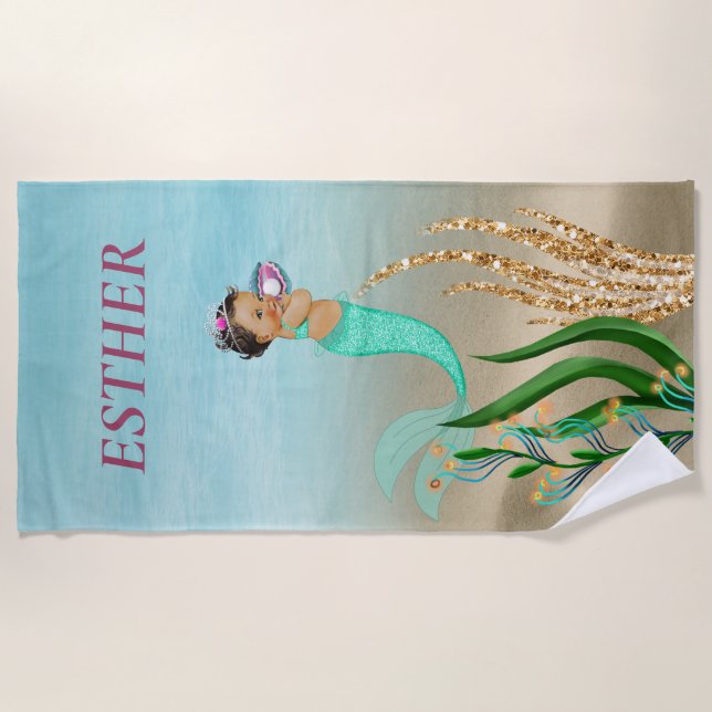Mermaid Monogram Beach Towel (Front)