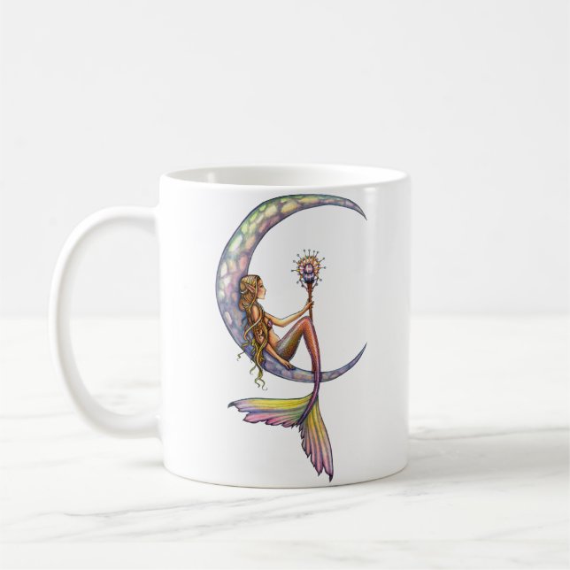 Mermaid Moon Fantasy Art Coffee Mug (Left)
