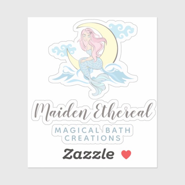 Mermaid Moon Mystical Pink Hair Sea Siren Logo (Sheet)