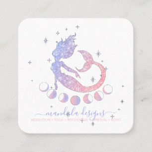 Mermaid moon phrases square business card