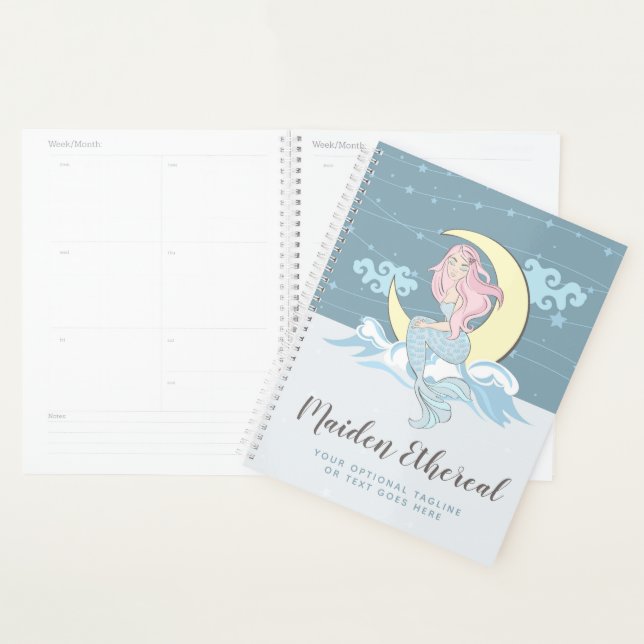 Mermaid Moon & Stars Mystical Pink Hair Sea Siren Planner (Display)