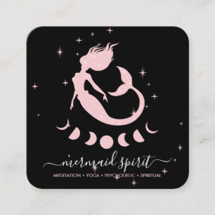 Mermaid moon stars square business card