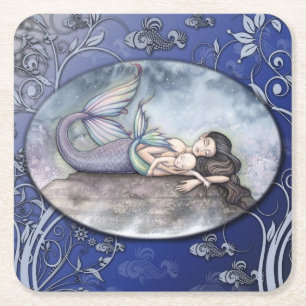 Mermaid Mother and Baby Baby Shower Coasters