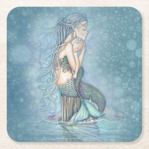 Mermaid Mother and Baby Baby Shower Coasters