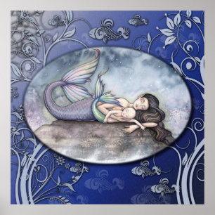 Mermaid Mother and Baby Poster
