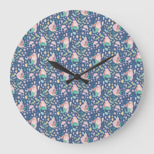 Mermaid Mother Daughter Bonding Ocean Dark Version Large Clock