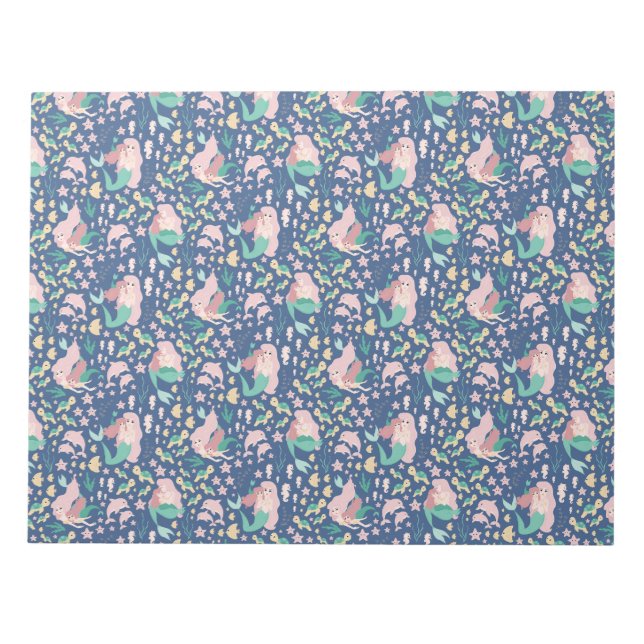 Mermaid Mother Daughter Bonding Ocean Dark Version Notepad (Front)