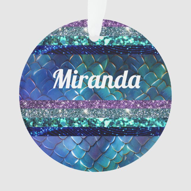 Mermaid Motif Glitter Personalised design  Ornament (Front)