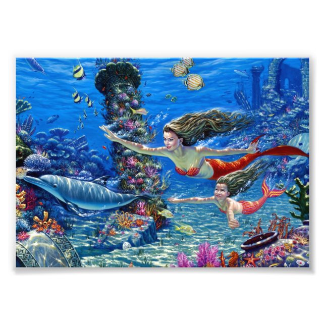 mermaid mum and baby photo print (Front)