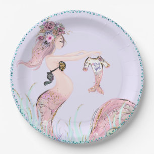 Mermaid Mum Baby Shower Paper Plates