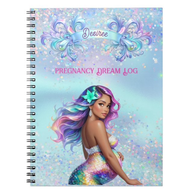 Mermaid Mum Personalised Pregnancy Notebook (Front)