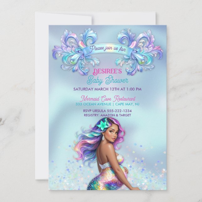 Mermaid Mum Pregnancy Baby Shower Invitation (Front)