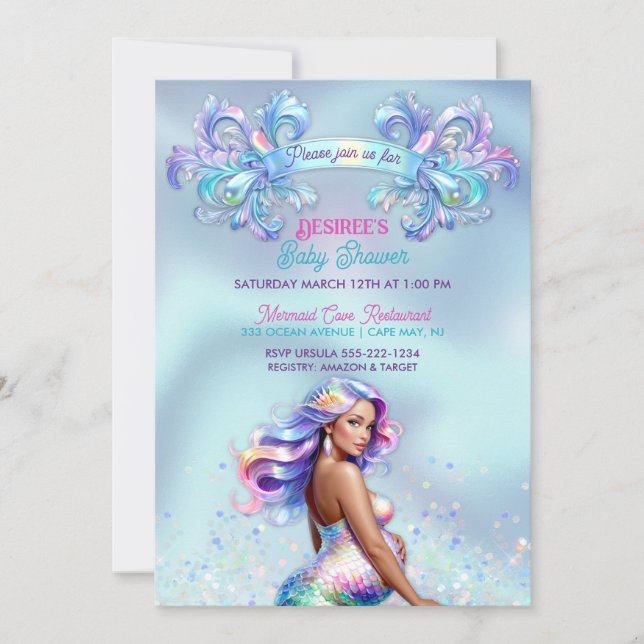 Mermaid Mum Pregnancy Baby Shower Invitation (Front)